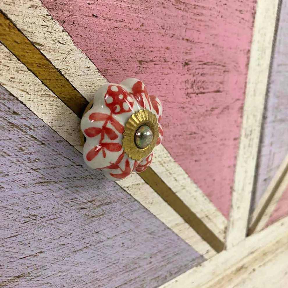 Handgefertigte hölzerne Kommode mit farbigen Schubladen Made in Italy - Brighella