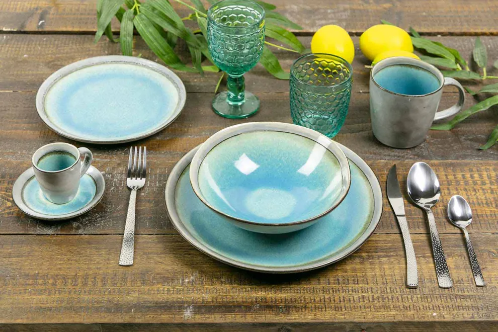 Design 24-teiliges Besteck aus Stahl mit Schildkröteneffekt - Rock