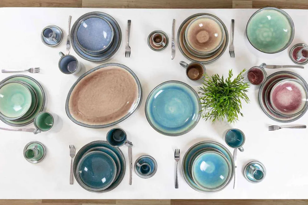 Design 24-teiliges Besteck aus Stahl mit Schildkröteneffekt - Rock