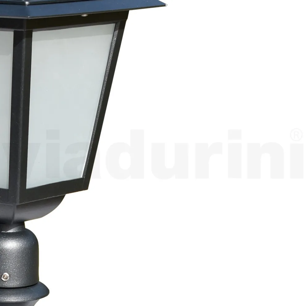76,5 cm hohe Gartenlampe aus anthrazitfarbenem Aluminium und sandgestrahltem Glas - Elric