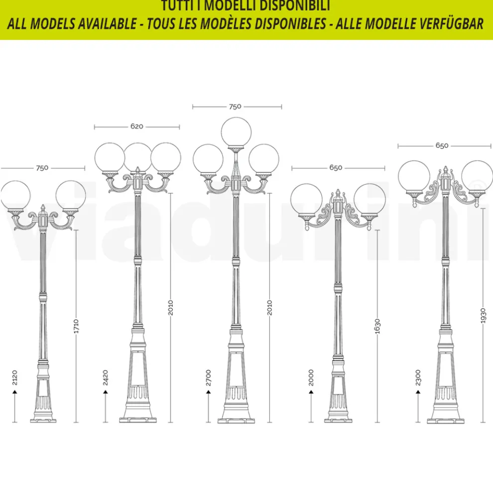 145 cm hohe Straßenlaterne aus weißem Acryl und Aluminium, hergestellt in Italien - Trovabianco