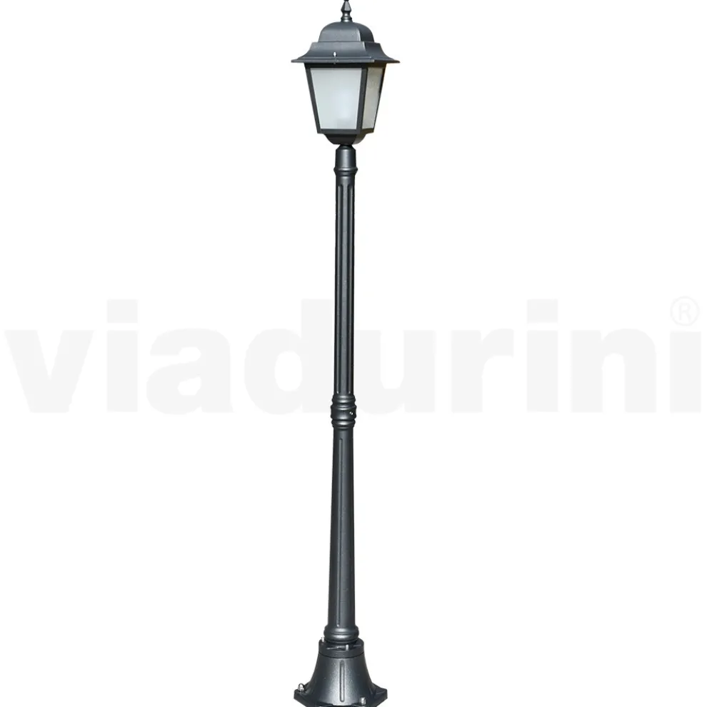 178 cm hohe Straßenlaterne aus Anthrazitglas und Aluminium Made in Italy - Scintilla
