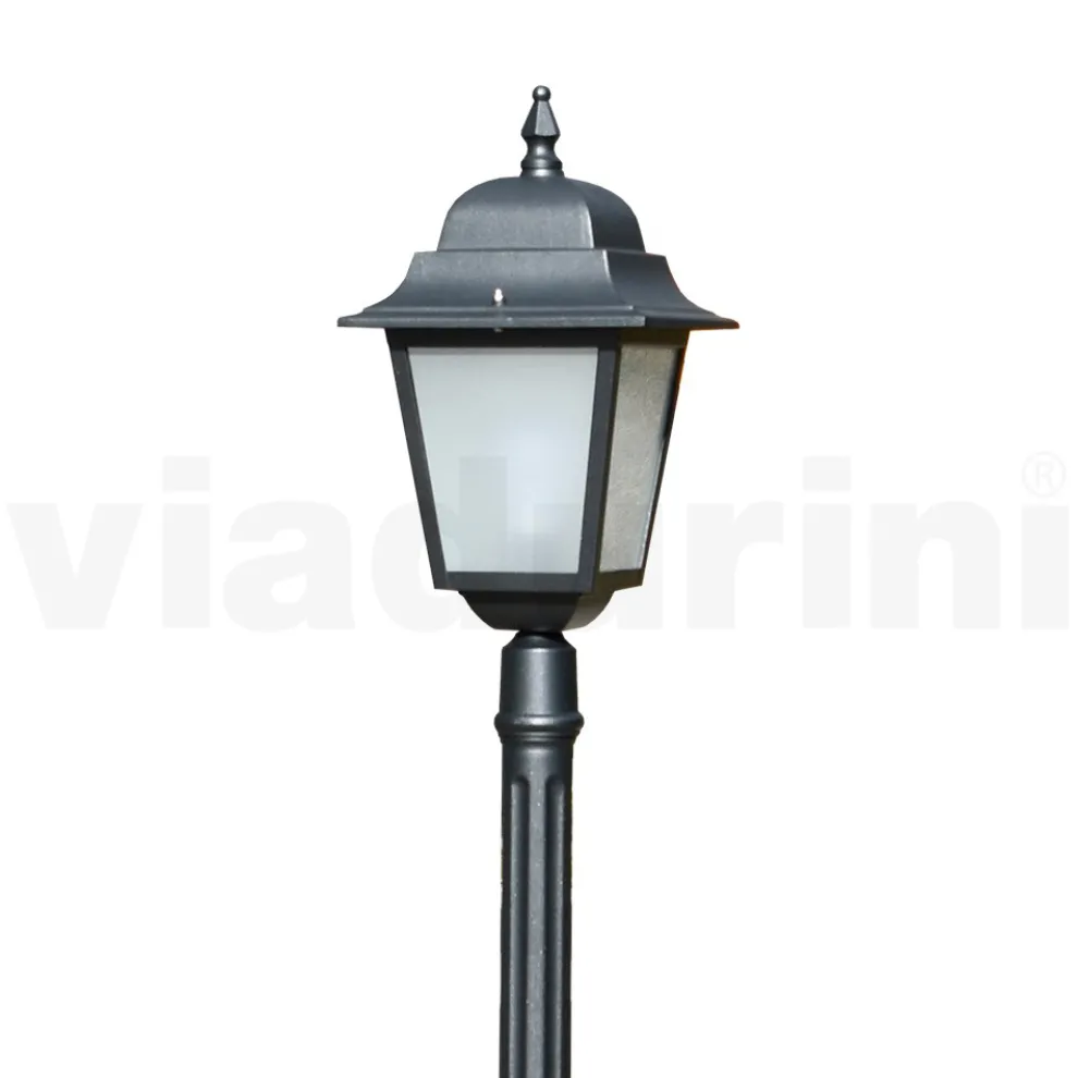 178 cm hohe Straßenlaterne aus Anthrazitglas und Aluminium Made in Italy - Scintilla