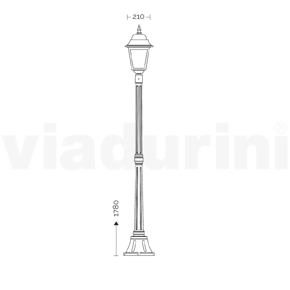 178 cm hohe Straßenlaterne aus Anthrazitglas und Aluminium Made in Italy - Scintilla