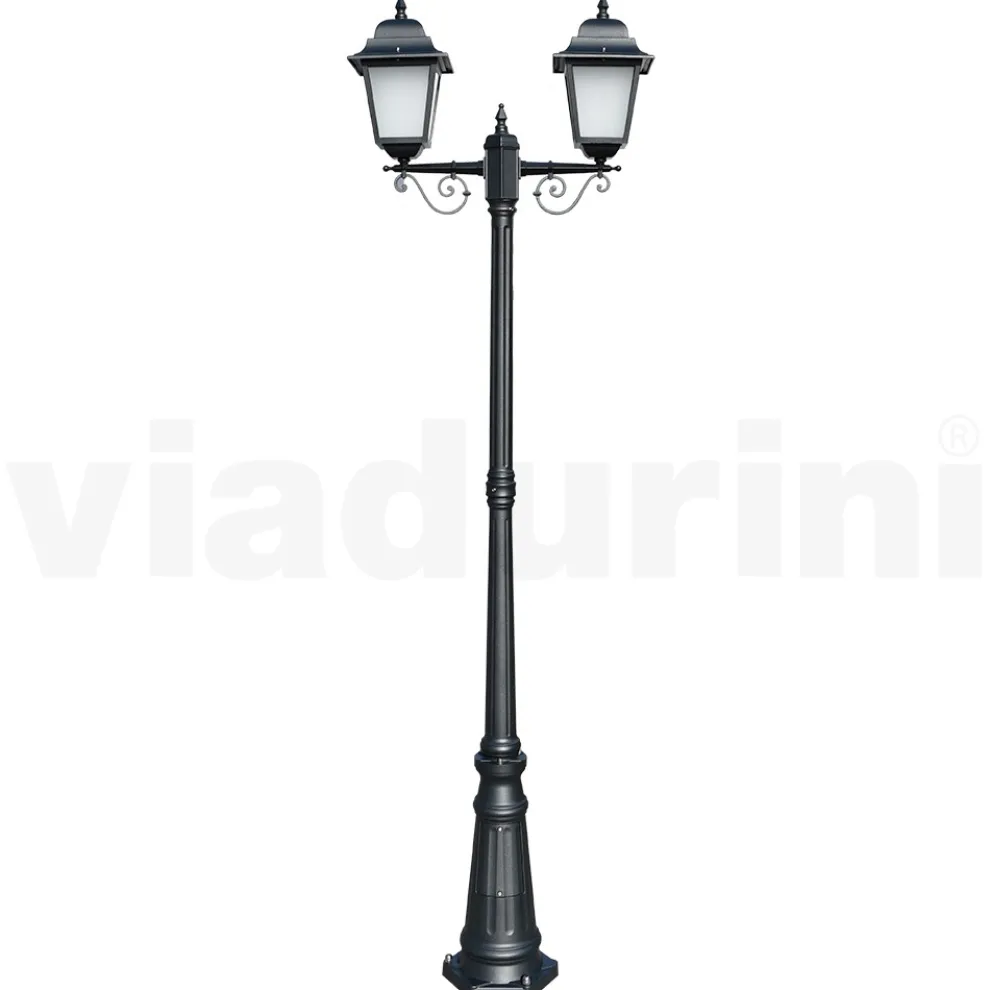 219 cm hohe Straßenlaterne aus Anthrazitglas und Aluminium Made in Italy - Scintilla