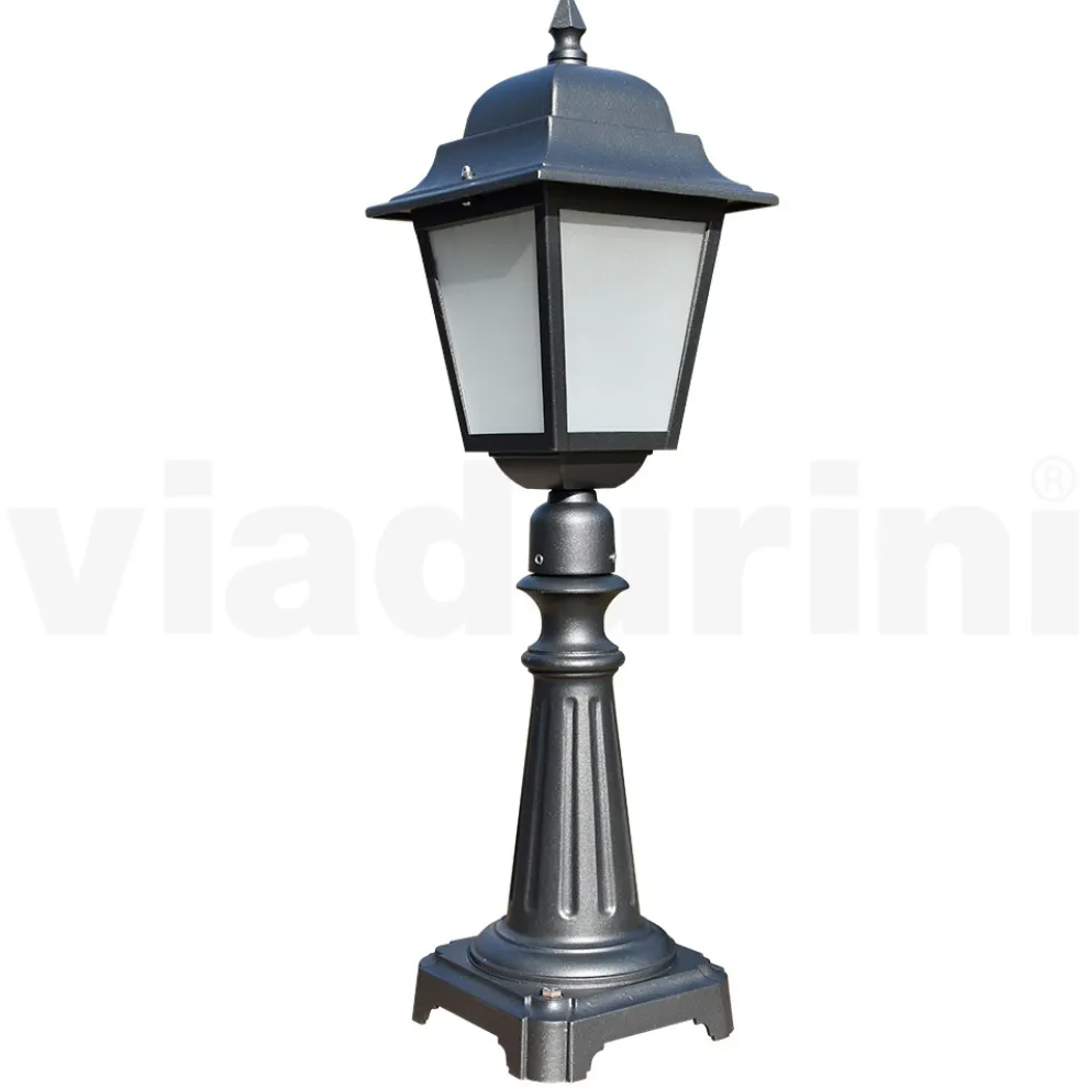 76 cm hohe Straßenlaterne aus Anthrazitglas und Aluminium Made in Italy - Scintilla