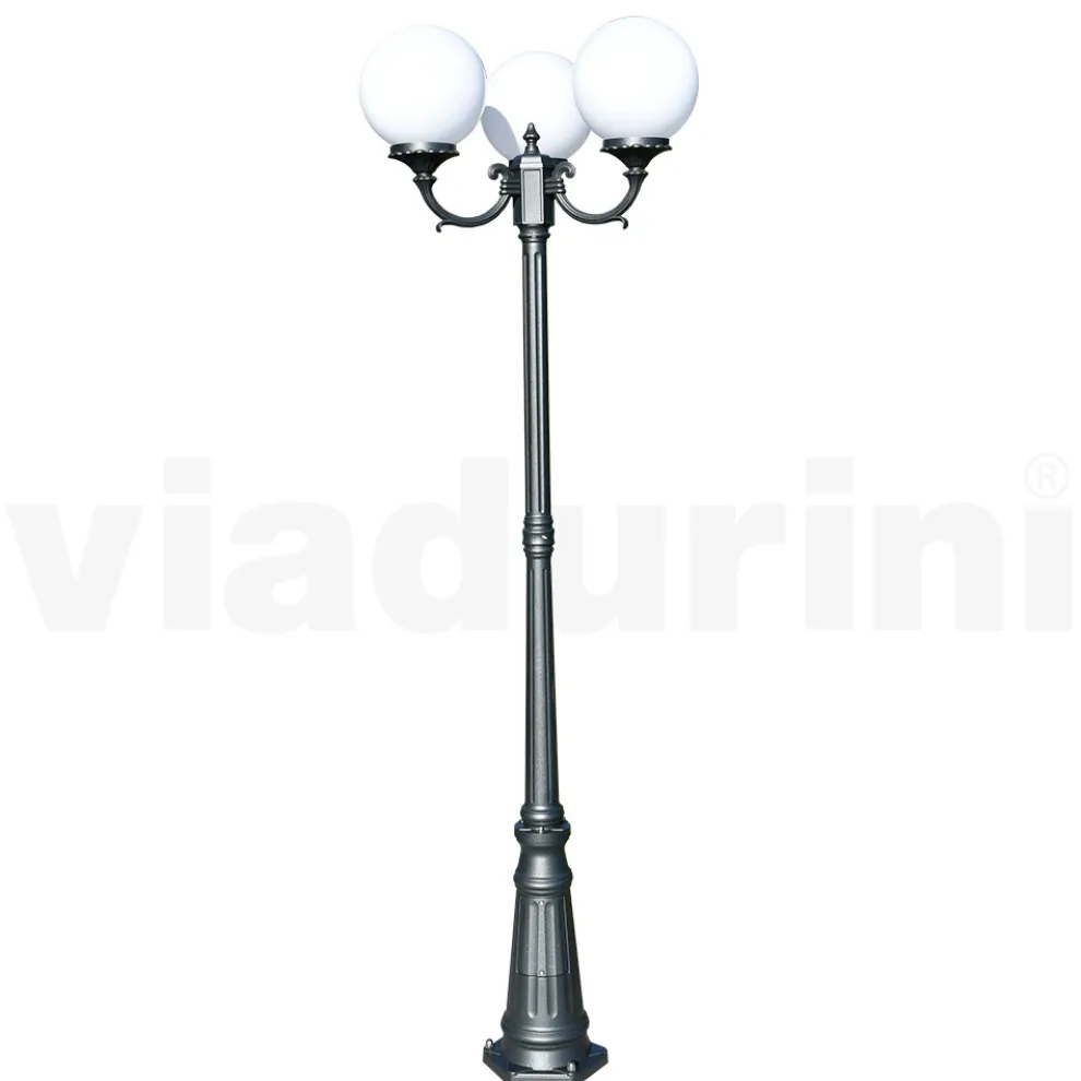 212 cm hohe Straßenlaterne aus Acryl und anthrazitfarbenem Aluminium. Hergestellt in Italien - Trovaantracite