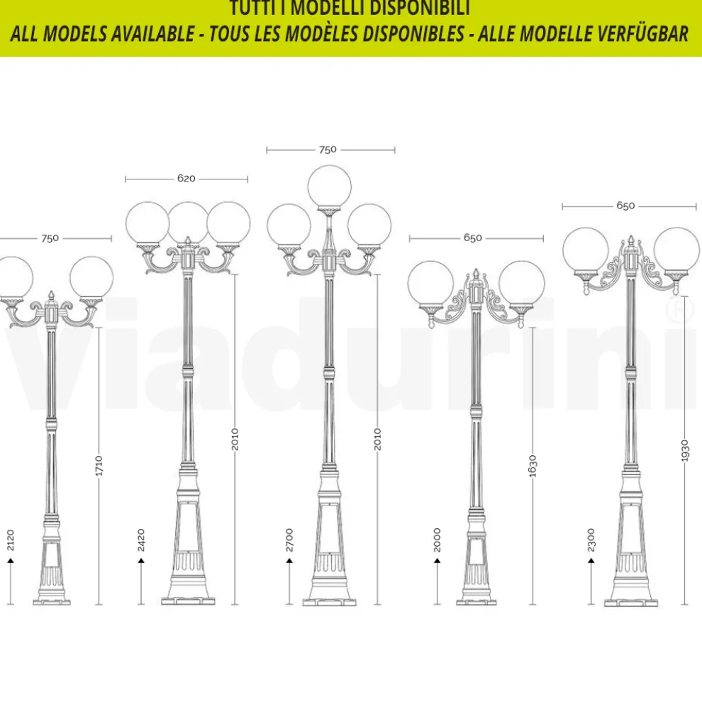 212 cm hohe Straßenlaterne aus Acryl und anthrazitfarbenem Aluminium. Hergestellt in Italien - Trovaantracite