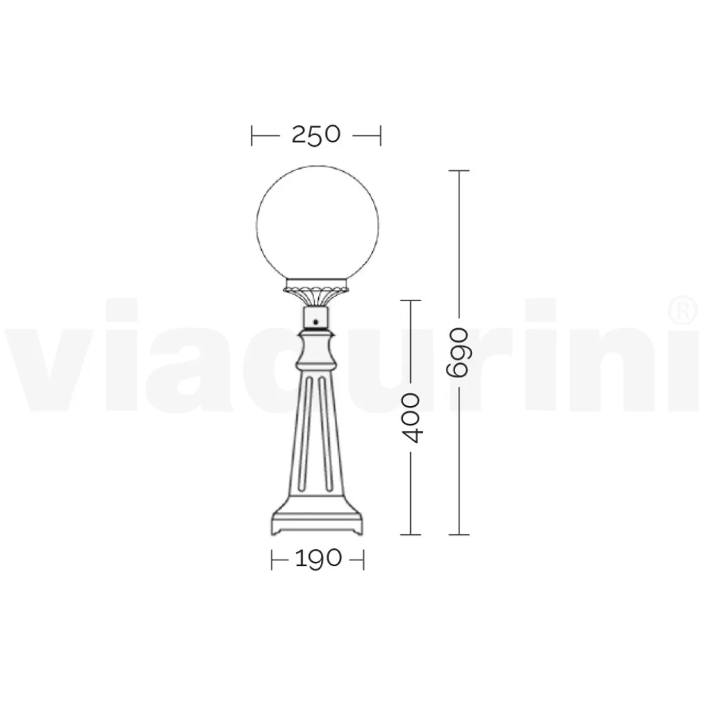 69 cm hohe Straßenlaterne aus schwarzem Acryl und Aluminium, hergestellt in Italien - Trovanero
