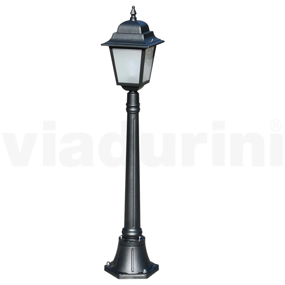 116 cm hohe Straßenlaterne aus Anthrazitglas und Aluminium Made in Italy - Scintilla