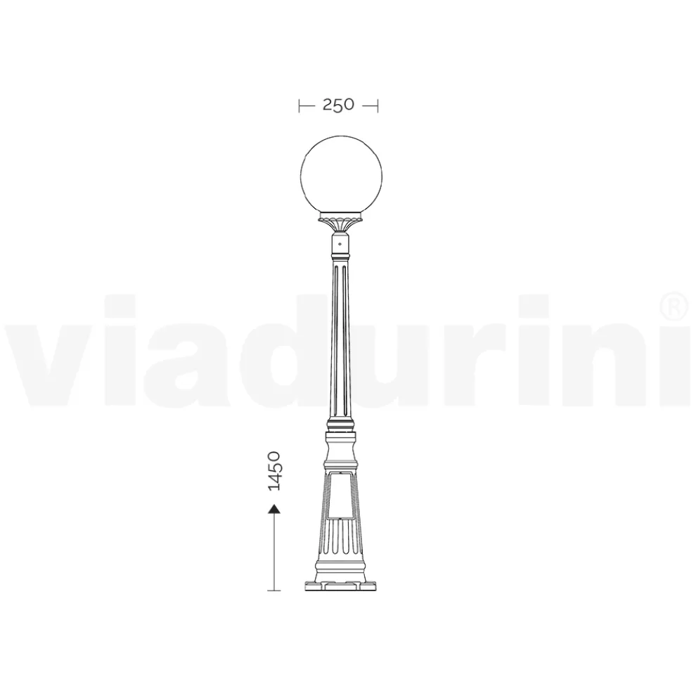 145 cm hohe Straßenlaterne aus schwarzem Acryl und Aluminium, hergestellt in Italien - Trovanero
