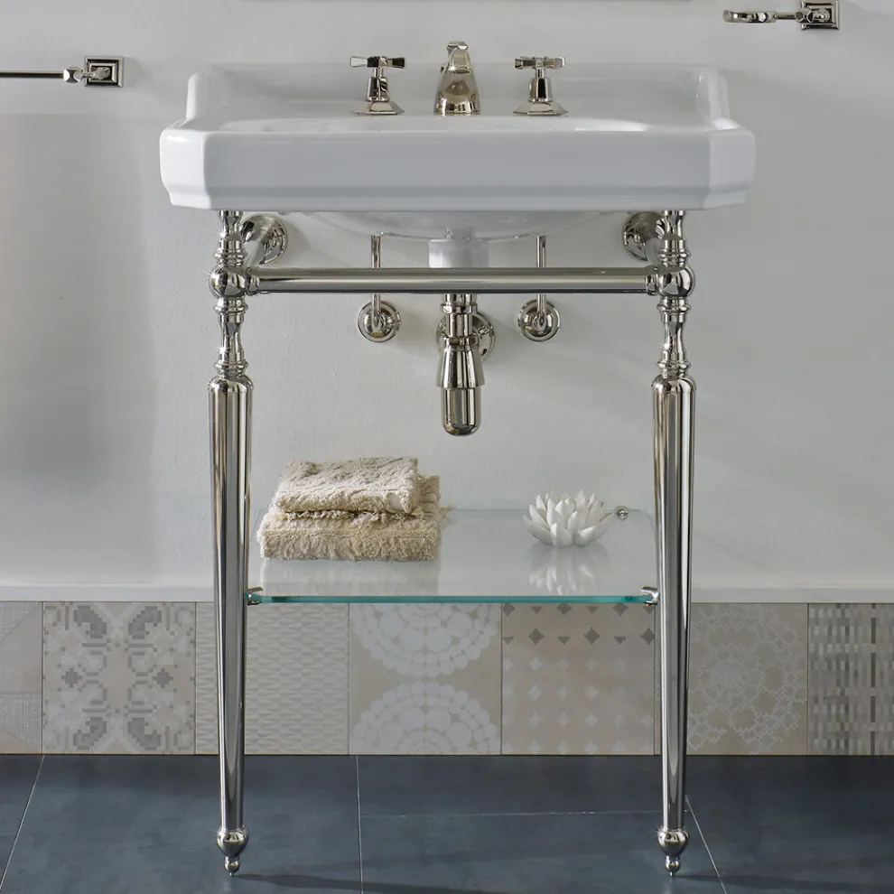 65 cm Keramik-Badezimmerkonsole mit Metallfüßen Made in Italy Nausica