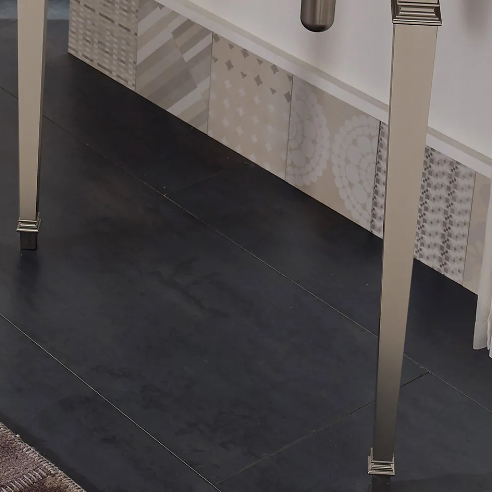 90 cm Vintage Badezimmerkonsole, weiße Keramik, mit Füßen Made in Italy - Nausica