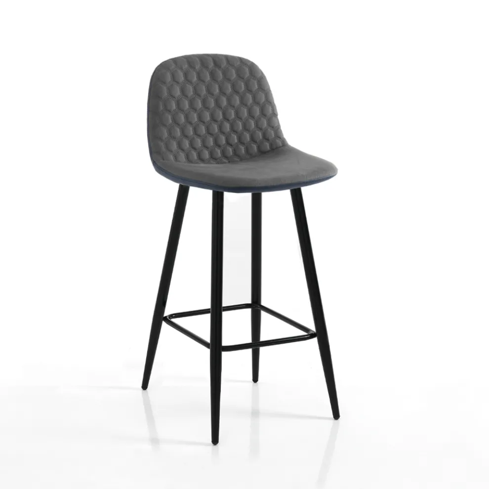 2 Hocker aus Stoff mit Samteffekt in Altgrau – Biscia