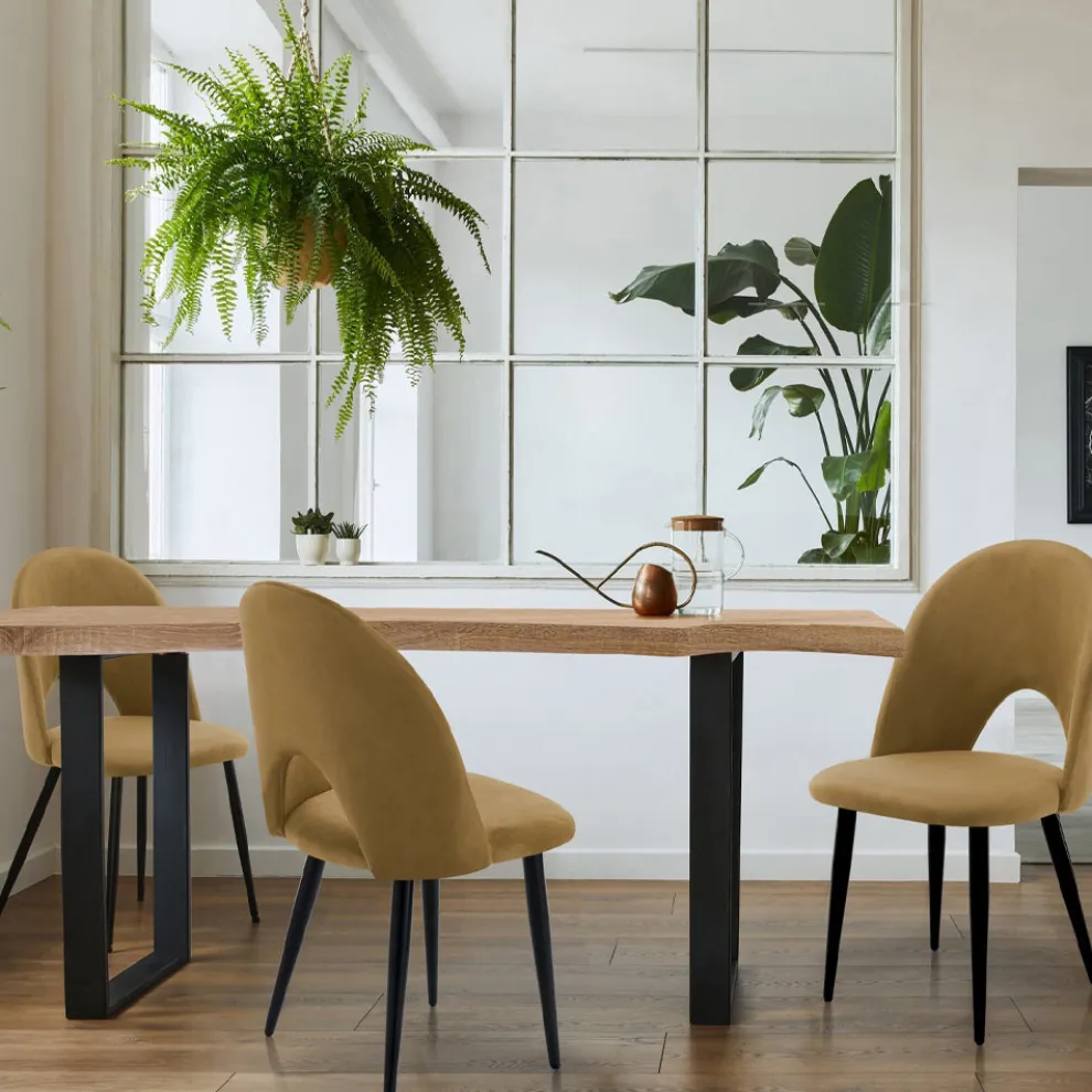 4 Innenstühle aus Stoff mit Samteffekt in verschiedenen Farben - Corvina