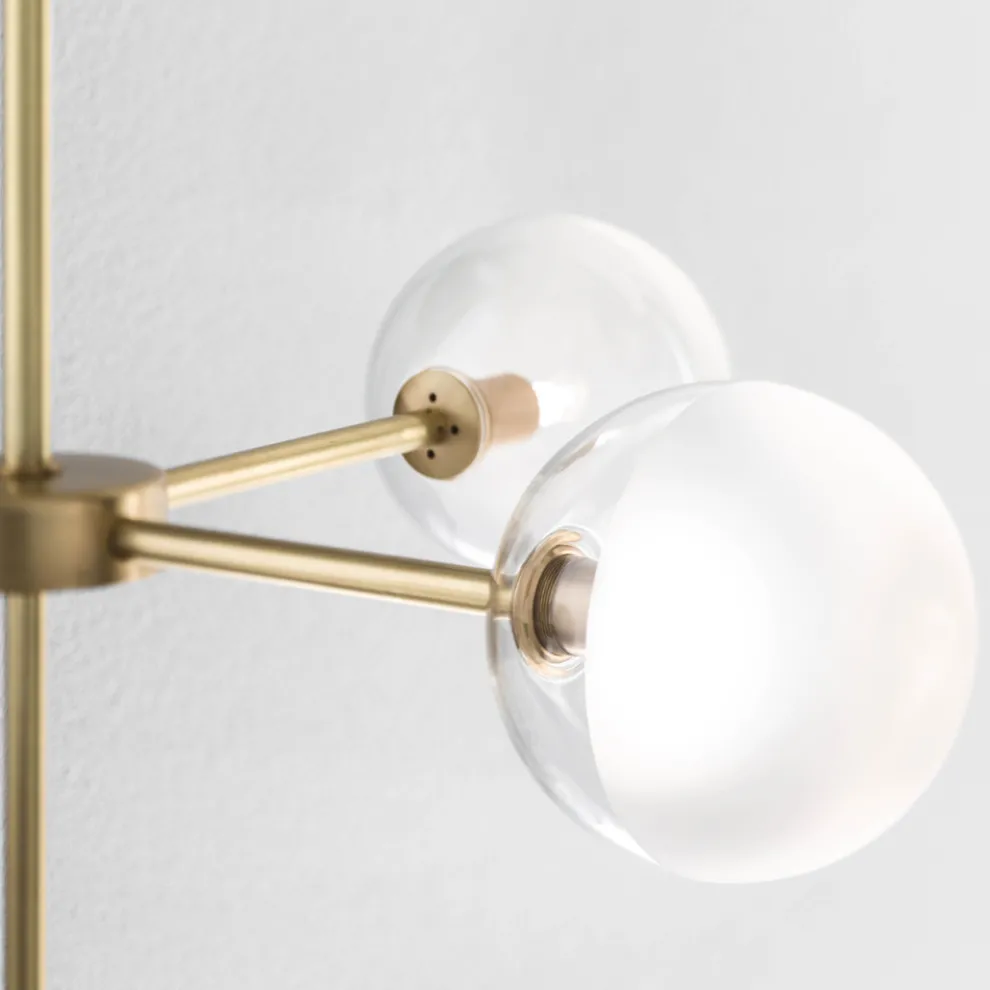 5 Lights Pendelleuchte aus natürlichem Messing und Glas - Molecola von Il Fanale