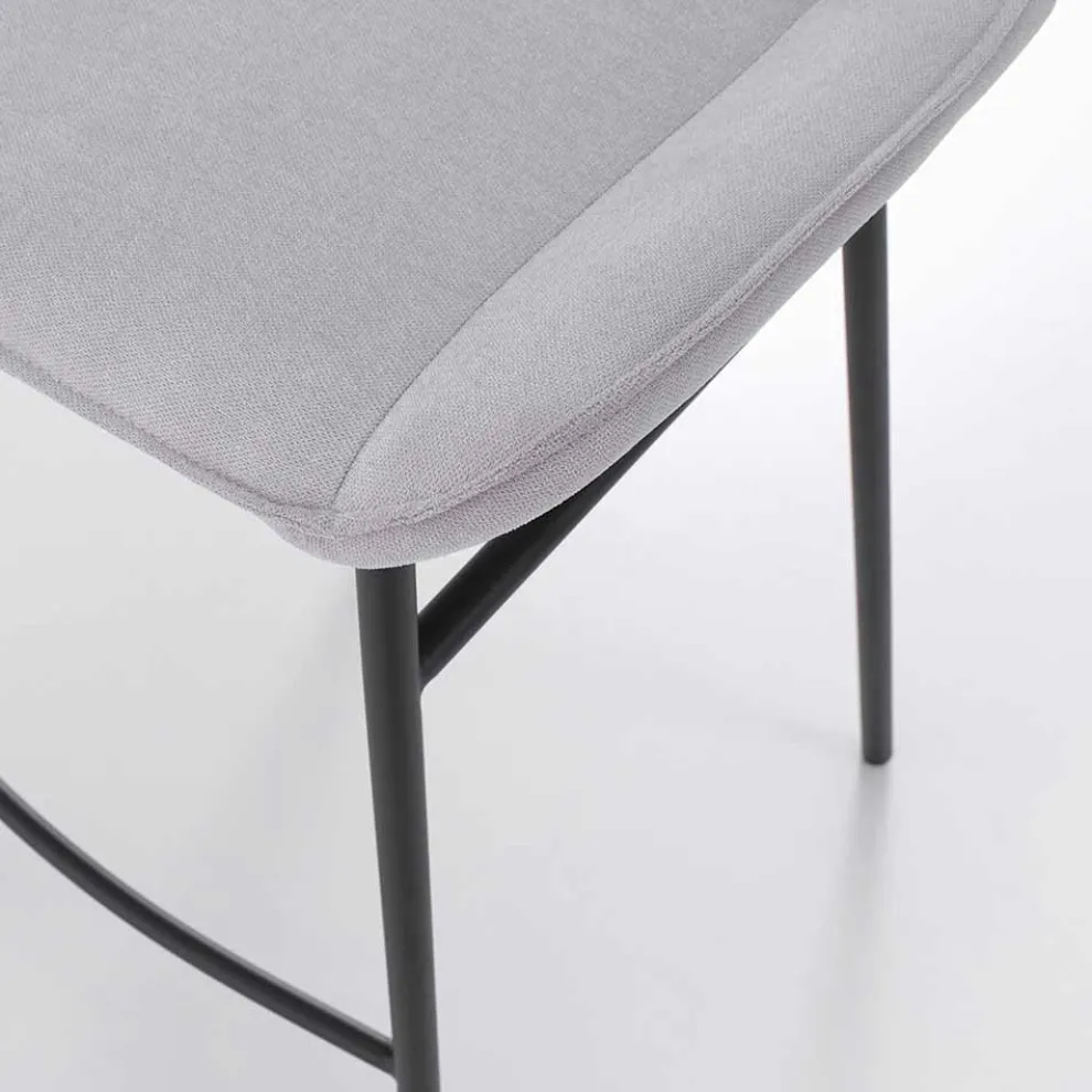 2 moderne Metallhocker mit Sitz aus Mikrofaser oder Kunstleder - Bellino