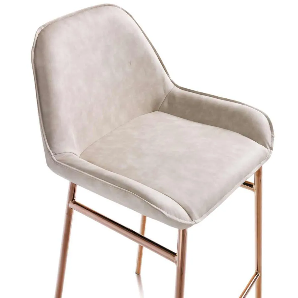 2 moderne Metallhocker mit Sitz aus Mikrofaser oder Kunstleder - Bellino