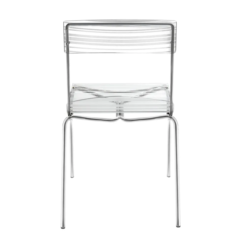 2 stapelbare Stühle aus Plexiglas und Eisen, hergestellt in Italien – Timon