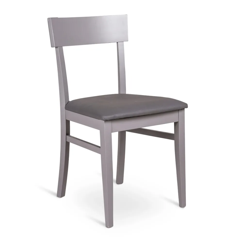 4 Stühle mit Kunstledersitz, Struktur und Beinen aus lackiertem Holz – Taikiri