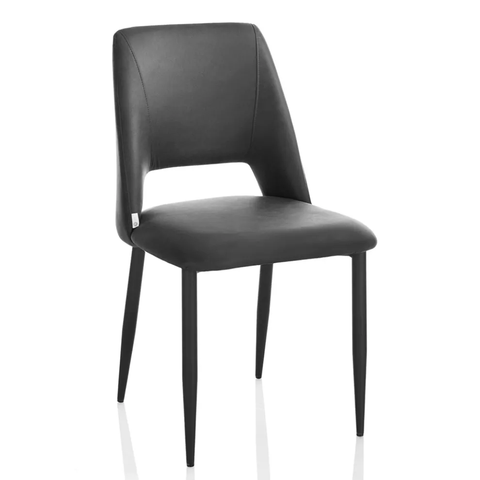 4 Stühle mit Metallrahmen und Mikrofasersitz - Hala