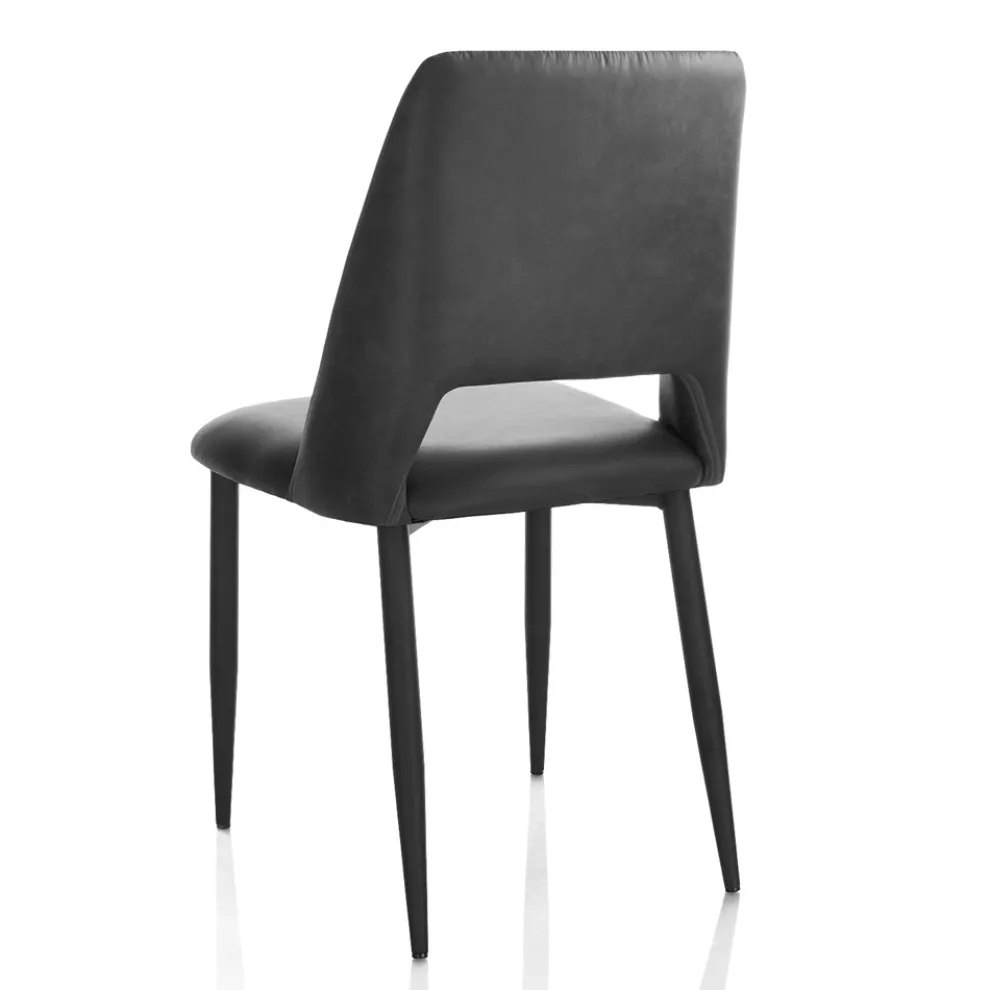 4 Stühle mit Metallrahmen und Mikrofasersitz - Hala