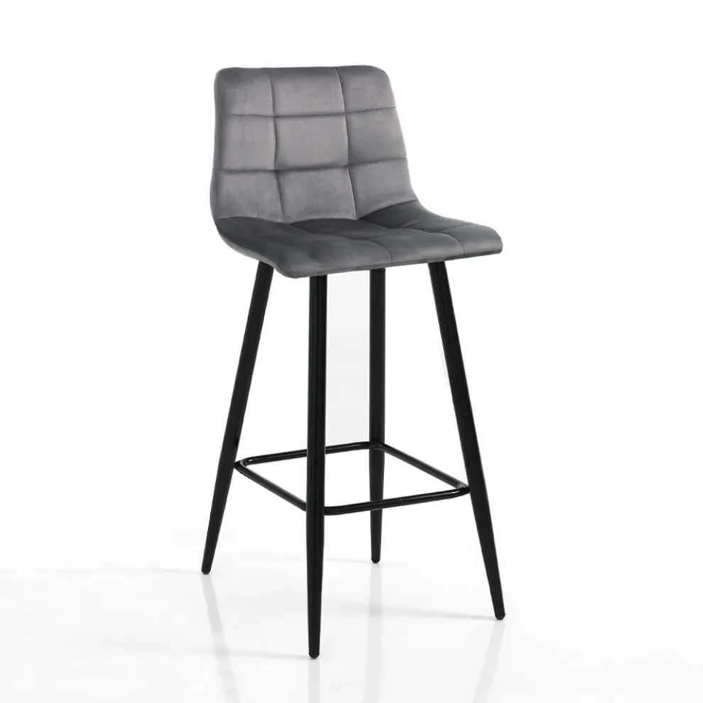 2 Wohnzimmerhocker aus Stoff und Metall – Kupfer