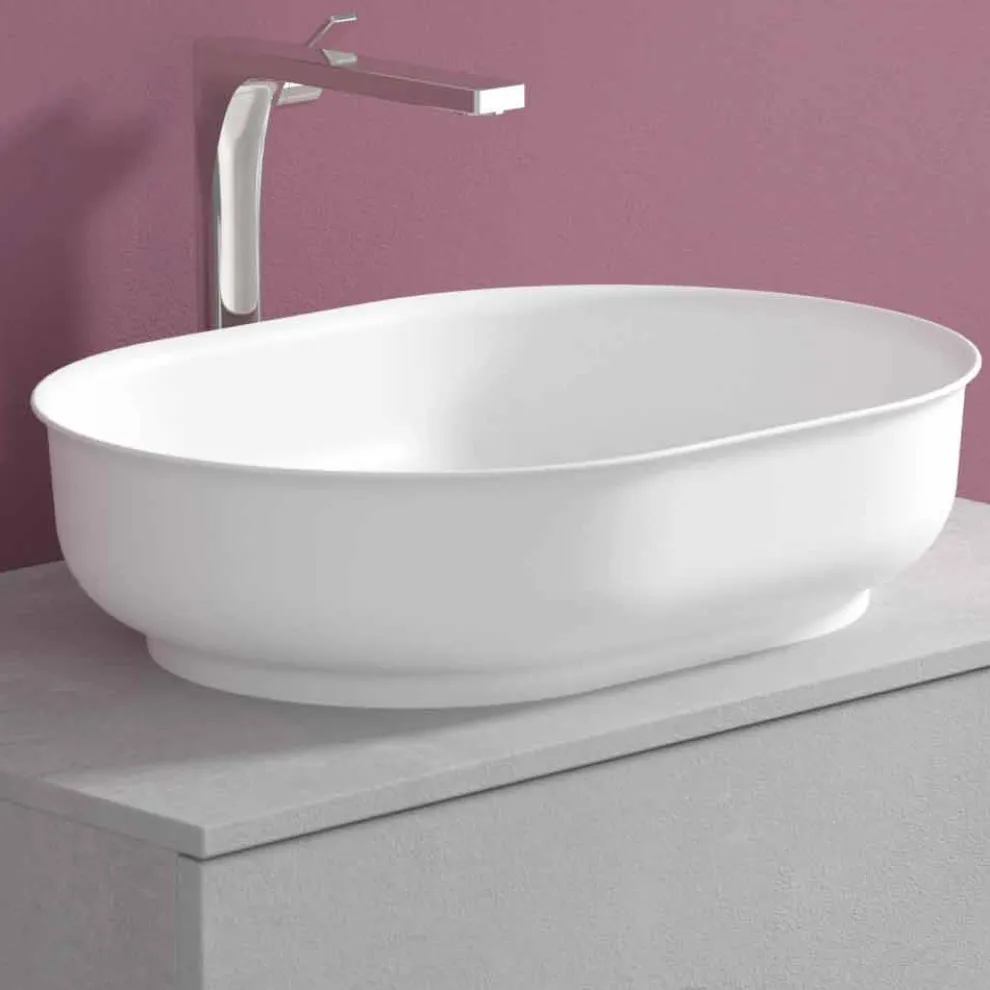 Abgehängte Badezimmermöbel mit ovalem Waschbecken, modernes Design - Cesiro