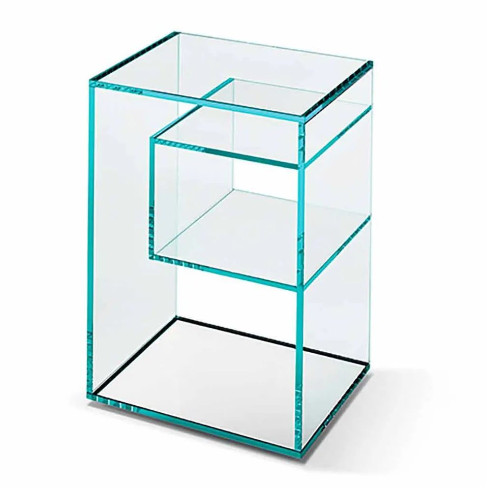 Nachttisch aus extra klarem Glas 2 Dimensionen Made in Italy - Linzy