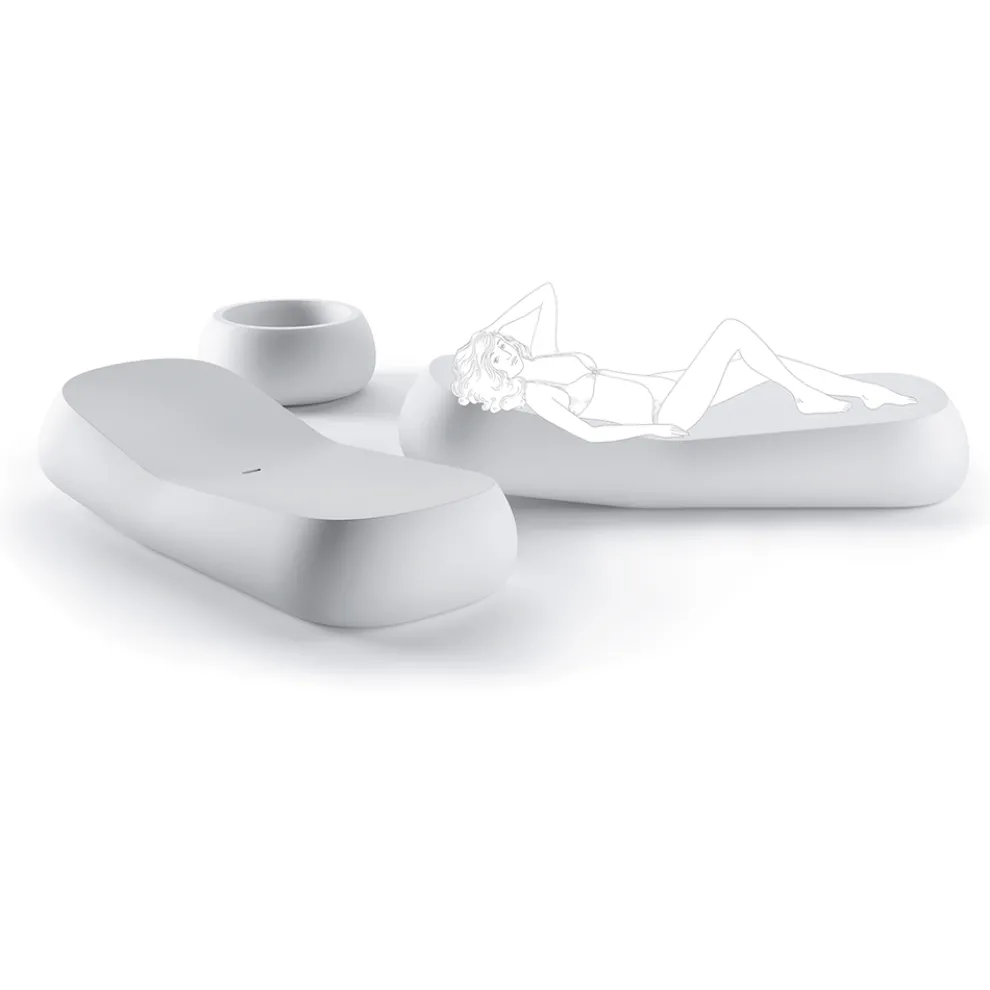 Design Outdoor Chaiselongue aus weißem Polyethylen Made in Italy - Ervin