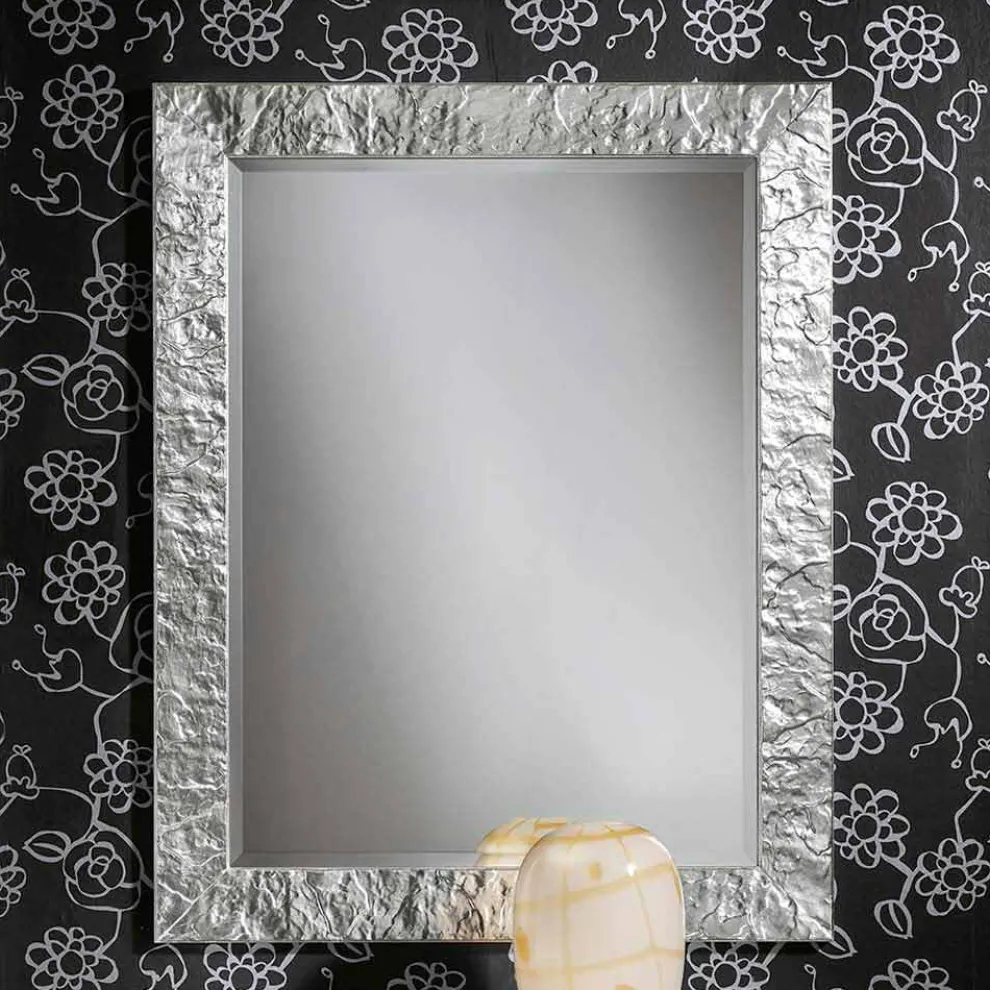 Antonio Gold / Silber Ayous Holz Wandspiegel von Hand in Italien hergestellt