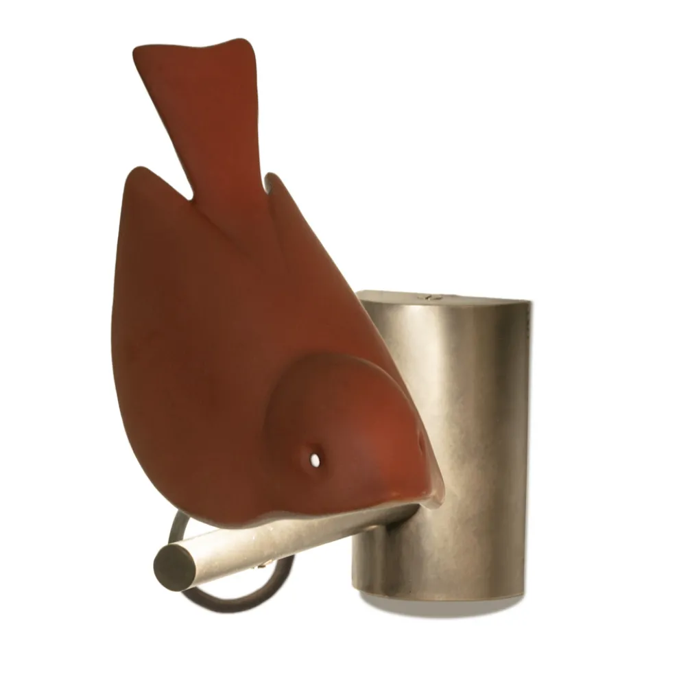 Applikation aus emaillierter toskanischer Majolika und Metall Made in Italy - Uccellino