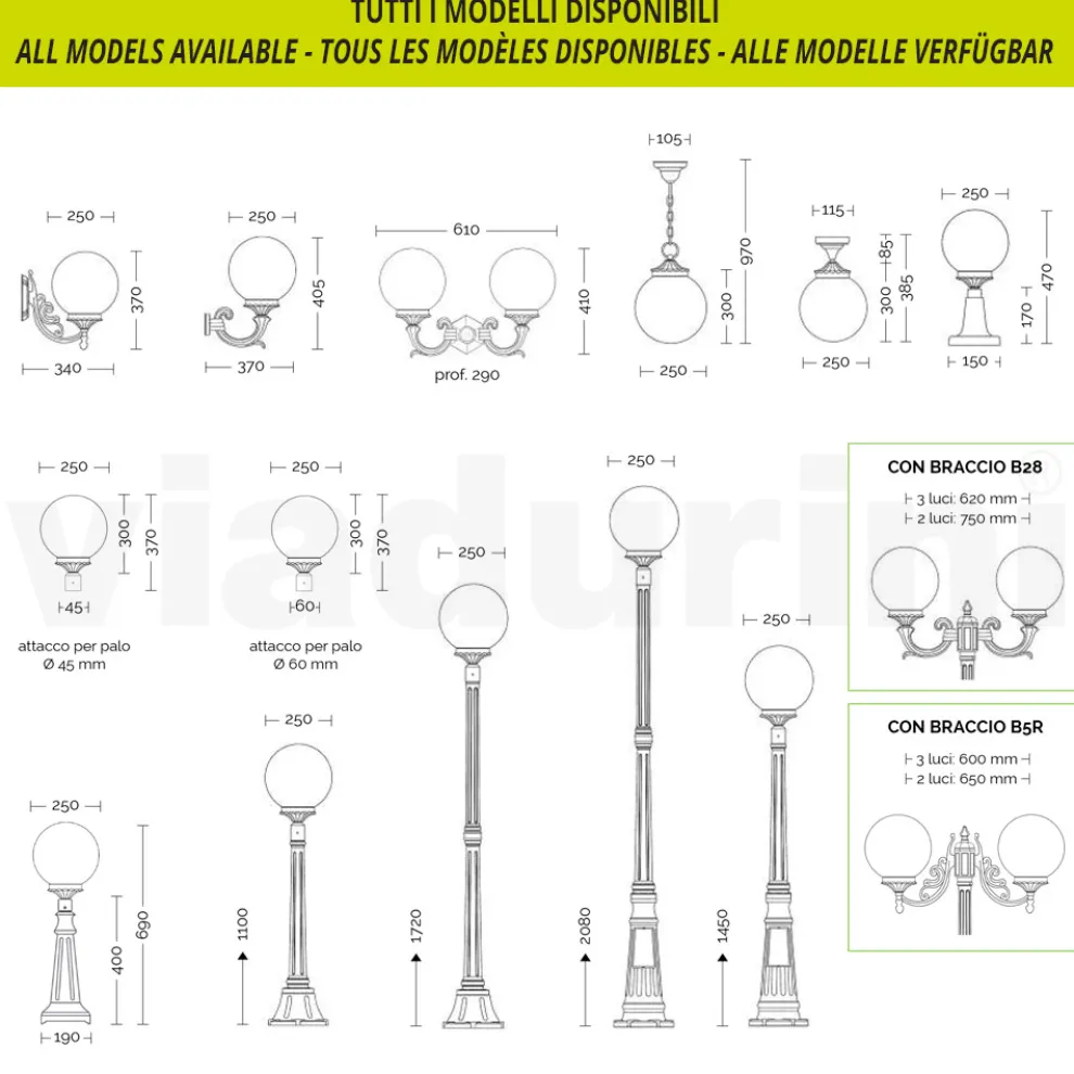 Applikation mit Acrylkugel und Struktur aus Aluminiumdruckguss - Trovanero