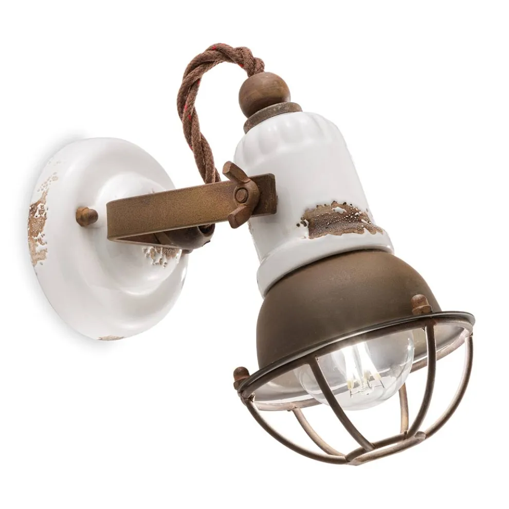 Applikations-Spotlight im Industriestil, handgefertigt aus Eisen und Keramik – Loft