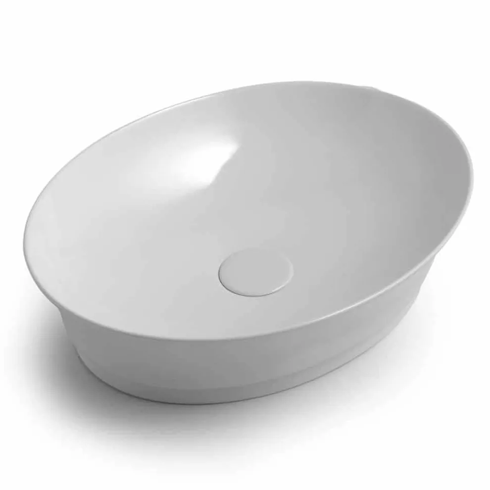 Arbeitsplatte Oval Modern Design Keramik Waschbecken Made in Italy - Zarro