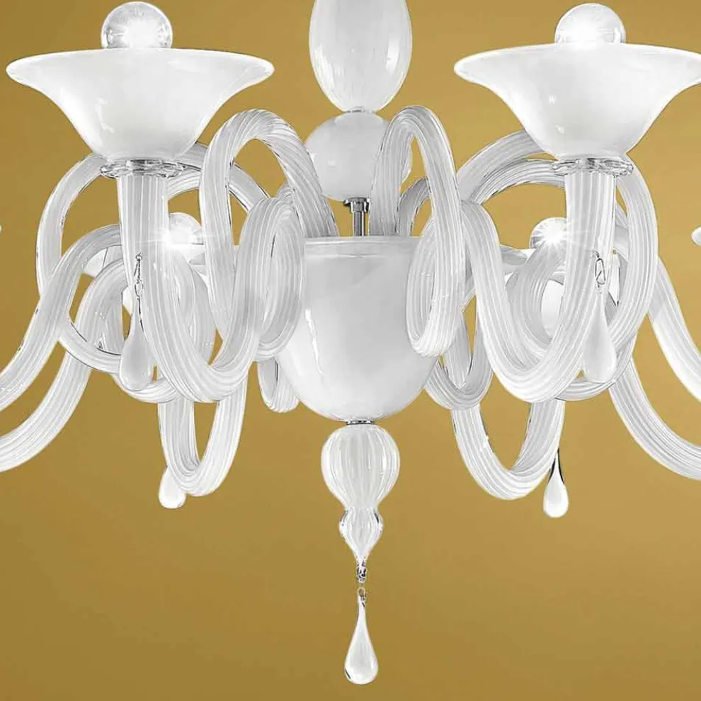 Artisan 8-flammiger Kronleuchter aus Venedig-Glas, Made in Italy - Margheritagh