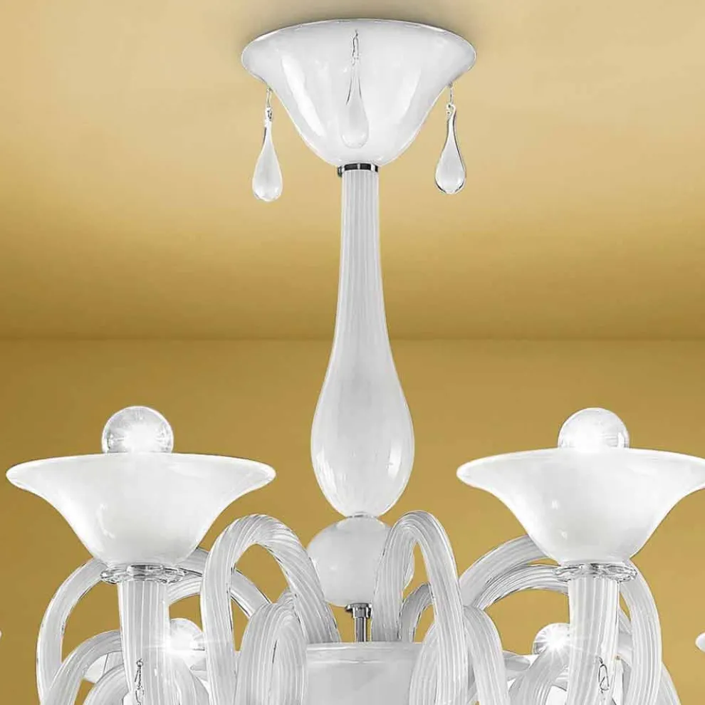 Artisan 8-flammiger Kronleuchter aus Venedig-Glas, Made in Italy - Margheritagh