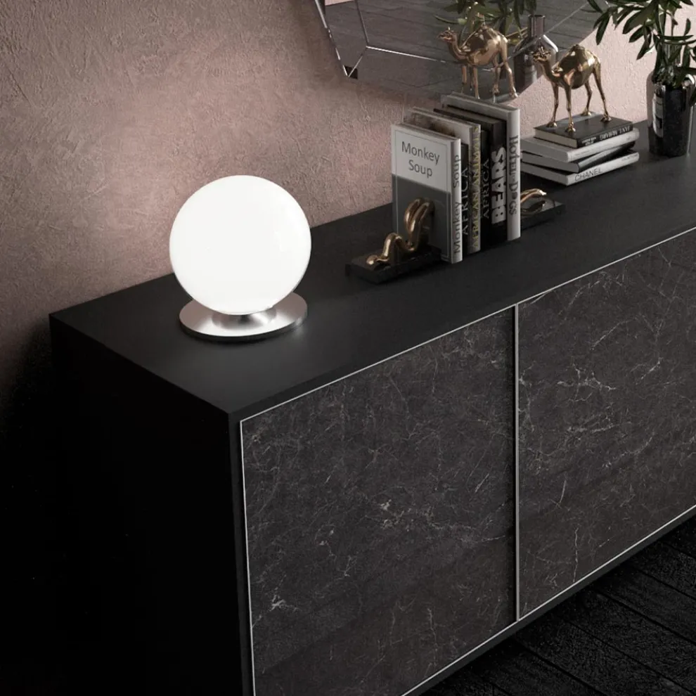 Artisan Tischlampe aus geblasenem weißem venezianischem Glas - Snow