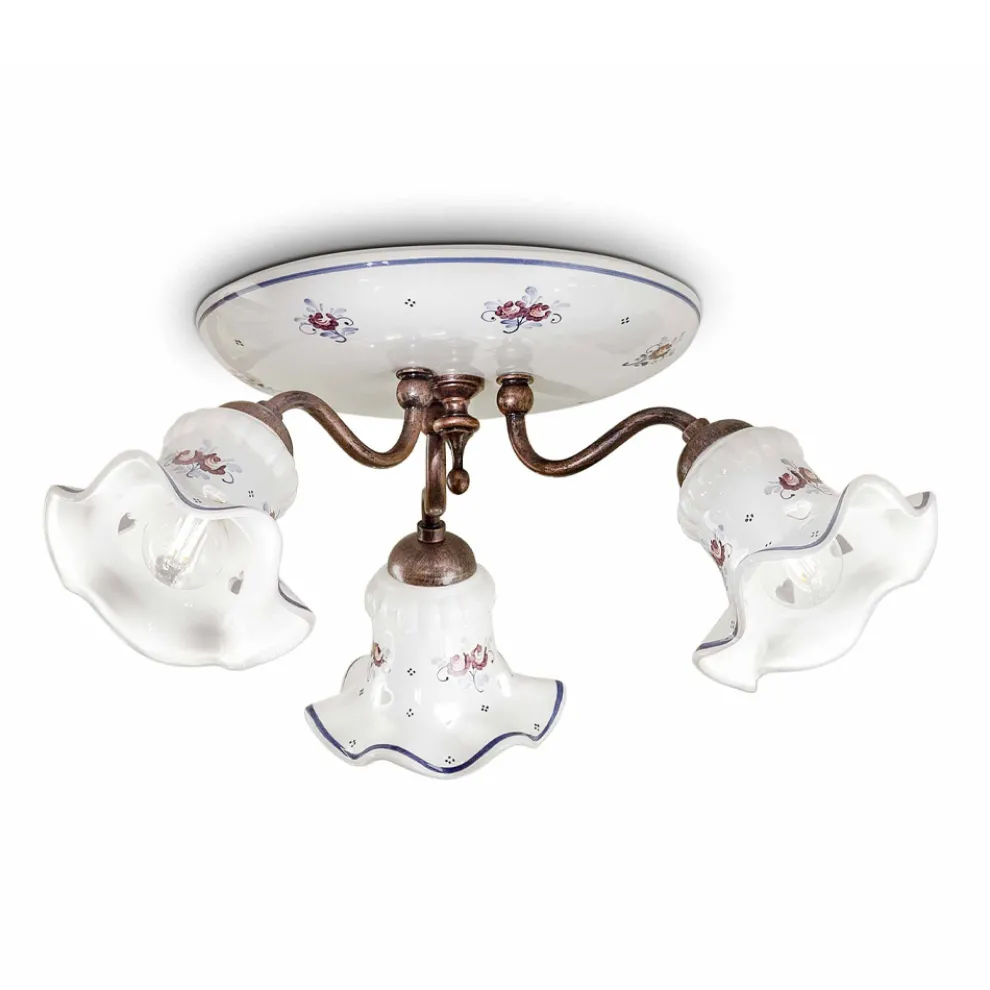 Artisan Vintage Deckenlampe aus Eisen und handbemalter Keramik - Chieti