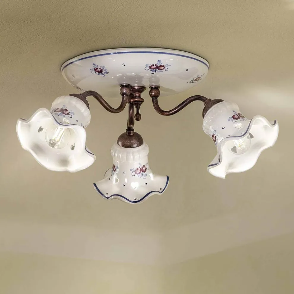 Artisan Vintage Deckenlampe aus Eisen und handbemalter Keramik - Chieti