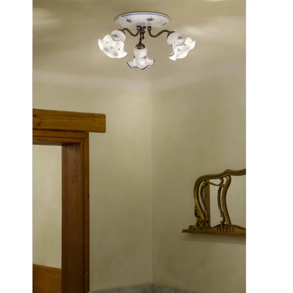 Artisan Vintage Deckenlampe aus Eisen und handbemalter Keramik - Chieti