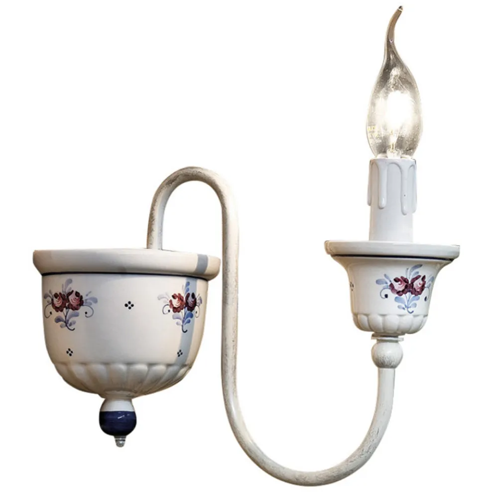 Artisan Wandleuchte aus Keramik und handbemaltem Messing - Sanremo
