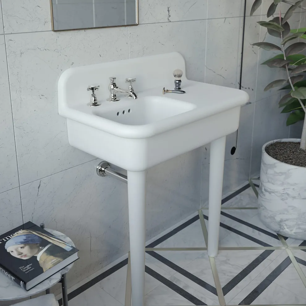 Asymmetrisches Badezimmerwaschbecken aus Keramik mit Objektablage – Giusy