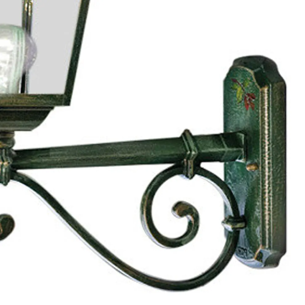 Außenwandleuchte Aluminium Grün Gold und handbemalte Blumen - Gorizia