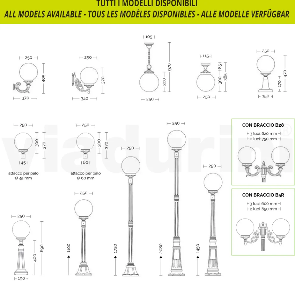 Außenwandleuchte aus Aluminium mit opaler Acrylkugel - Trovaanthrazit