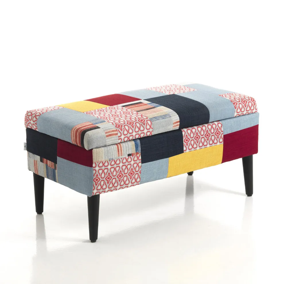 Aufbewahrungstruhe aus Patchworkstoff – Bromo