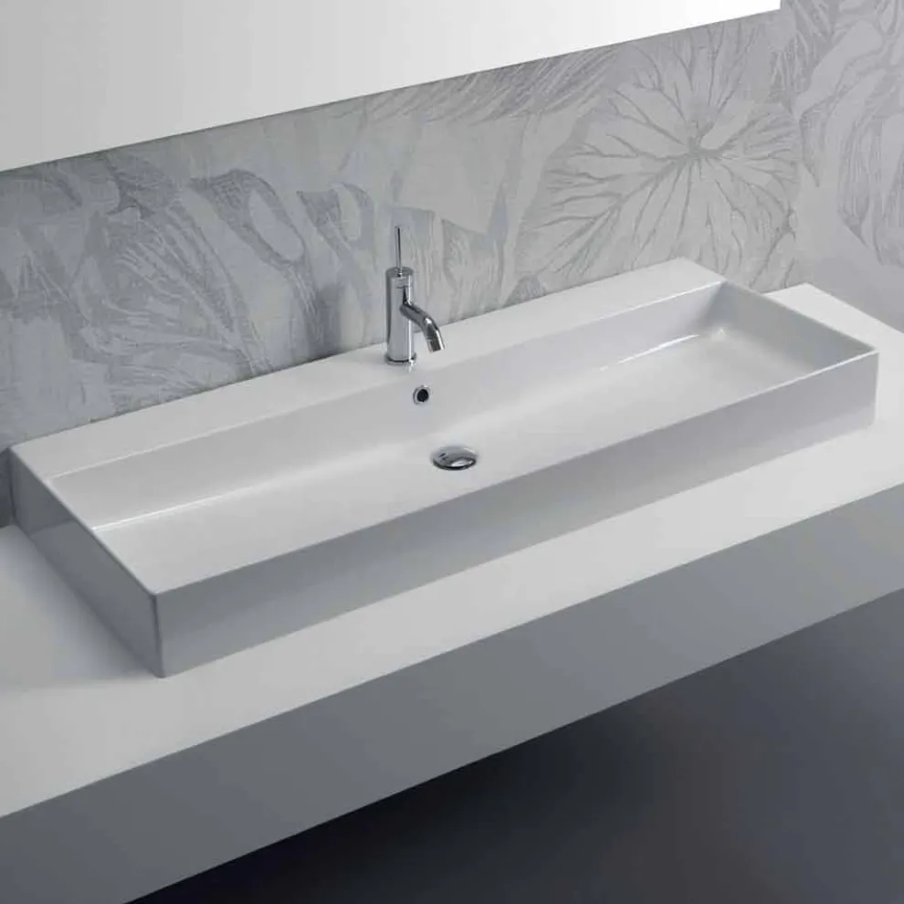 Aufsatz- oder Wandwaschbecken in weißer oder farbiger Keramik Leivi