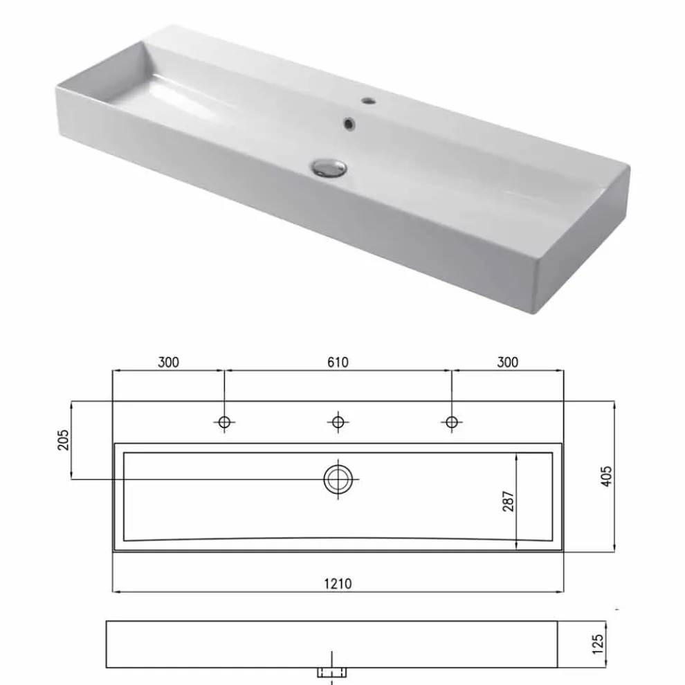 Aufsatz- oder Wandwaschbecken in weißer oder farbiger Keramik Leivi