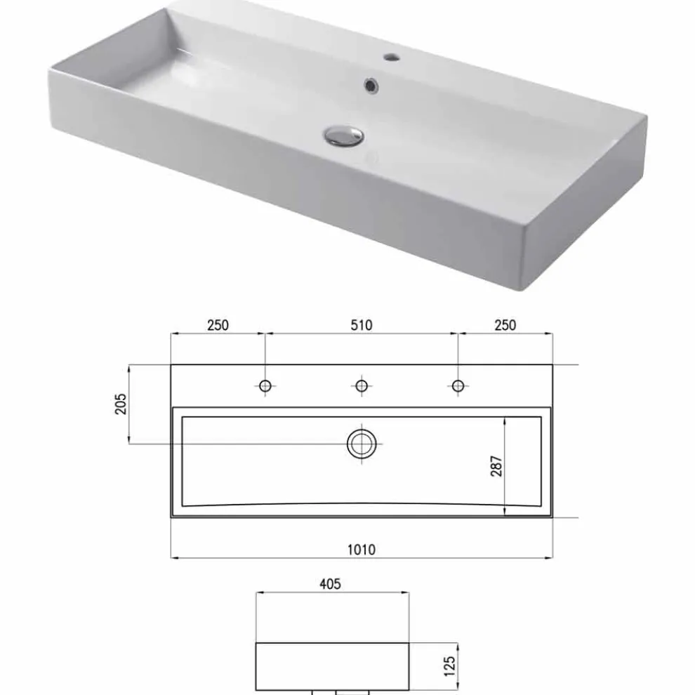 Aufsatz- oder Wandwaschbecken in weißer oder farbiger Keramik Leivi