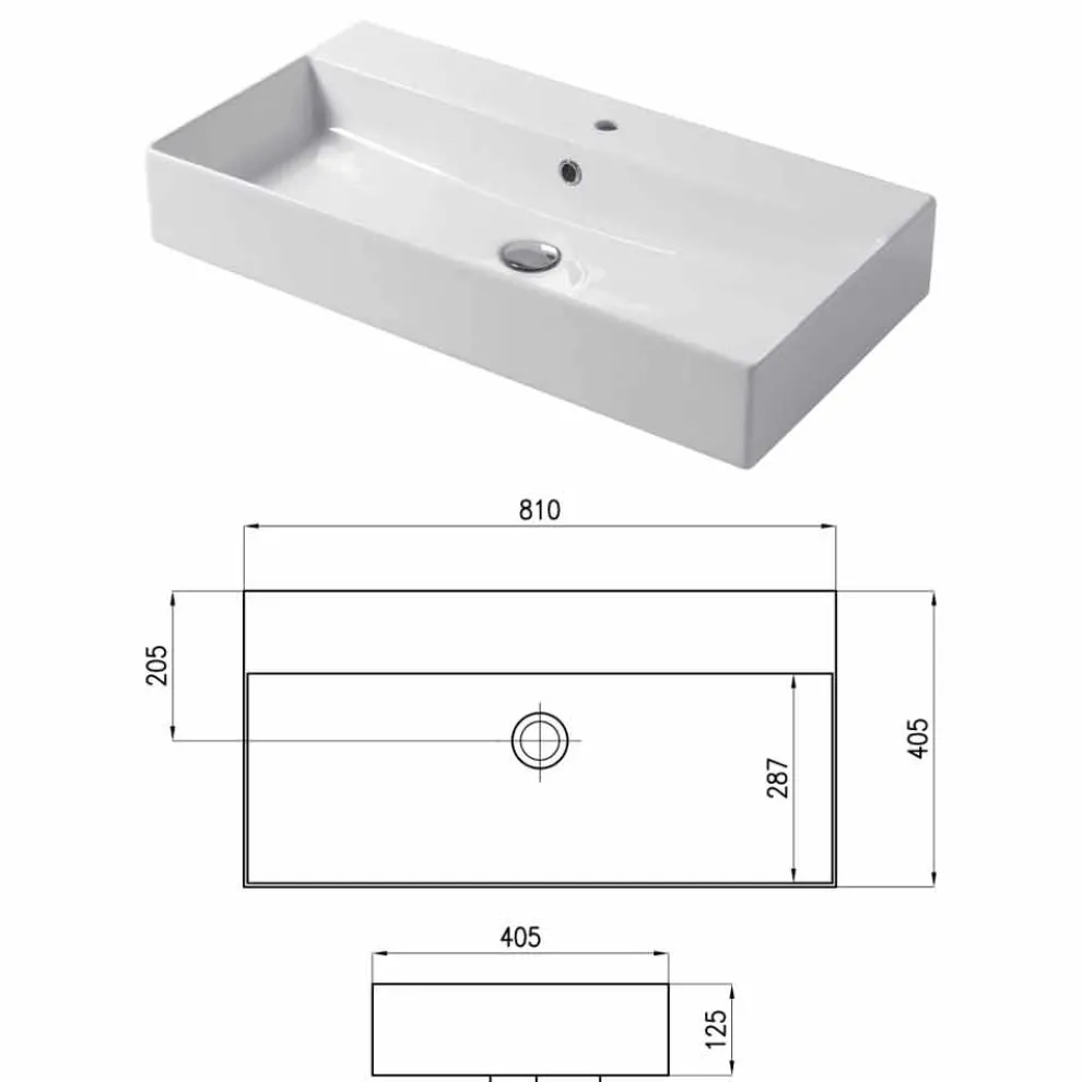 Aufsatz- oder Wandwaschbecken in weißer oder farbiger Keramik Leivi